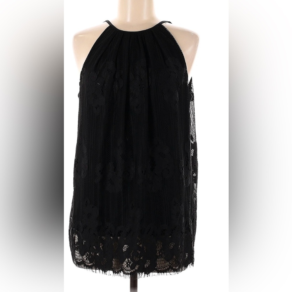 Black Lace Halter Neck Sleeveless Top